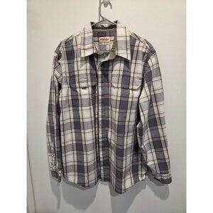 Wrangler Authentics Plaid Button Down Long Sleeve Blue Plaid Size Large